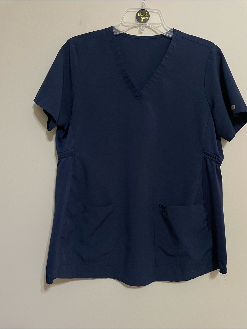 Med Couture Navy V-Neck Medical Tunic Scrub Top Sz Medium